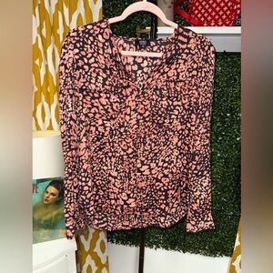 Jones New York Women's Pink and Black Blouse